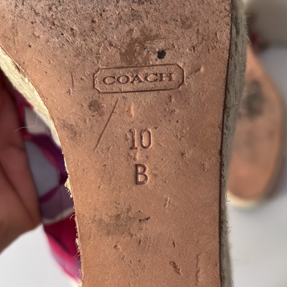 COACH Maritza Espadrille Platform Wedge Peep Toe Pink Canvas Heeled Sandals - Picture 7 of 12